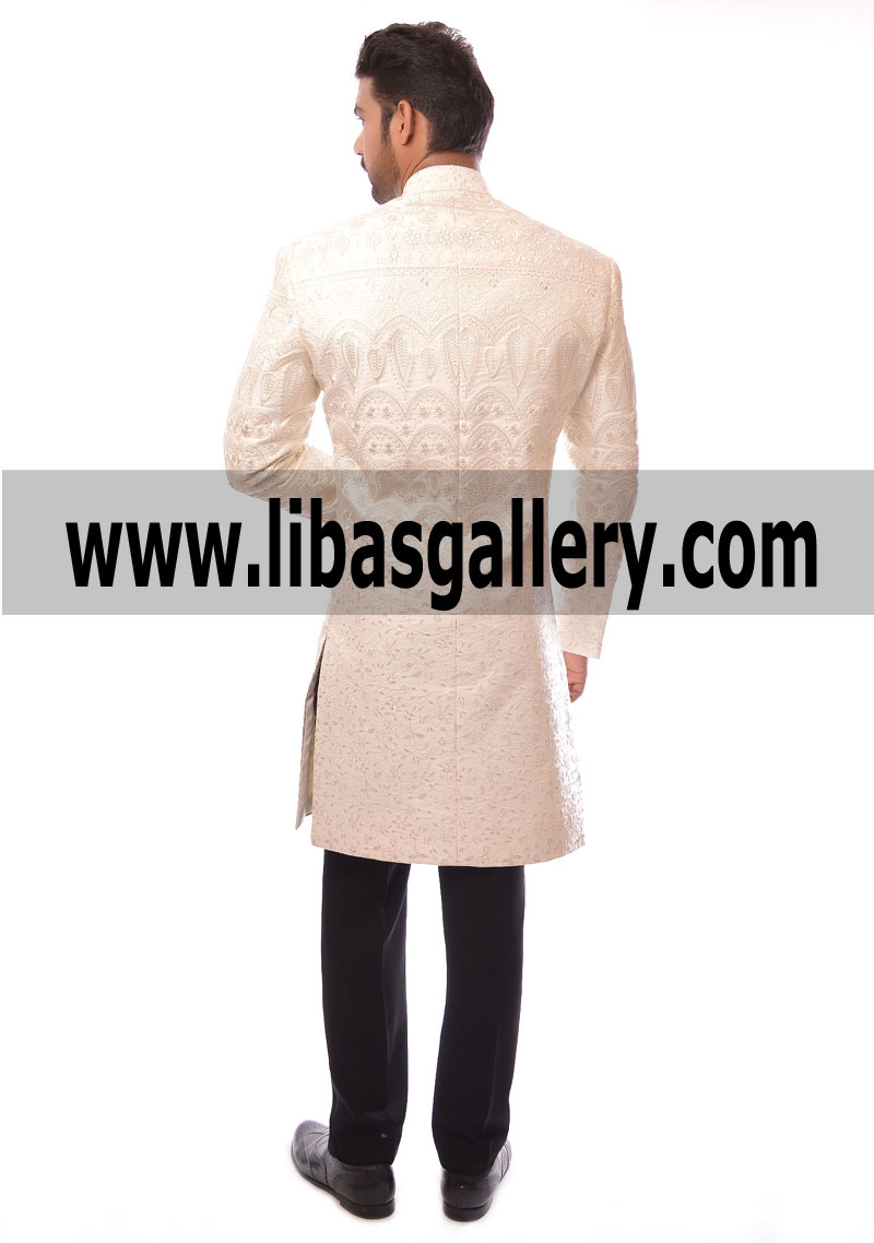 Groom Saying Thank you to Wedding Guestson Stage Ramp in Sherwani Suit Design for attending Marriage 2017