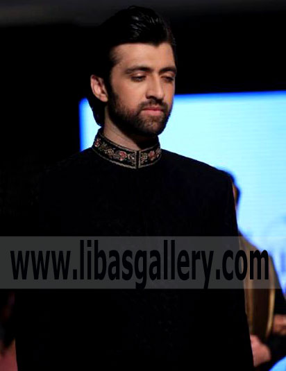 Black Sherwani Suit from latest Collection for Groom