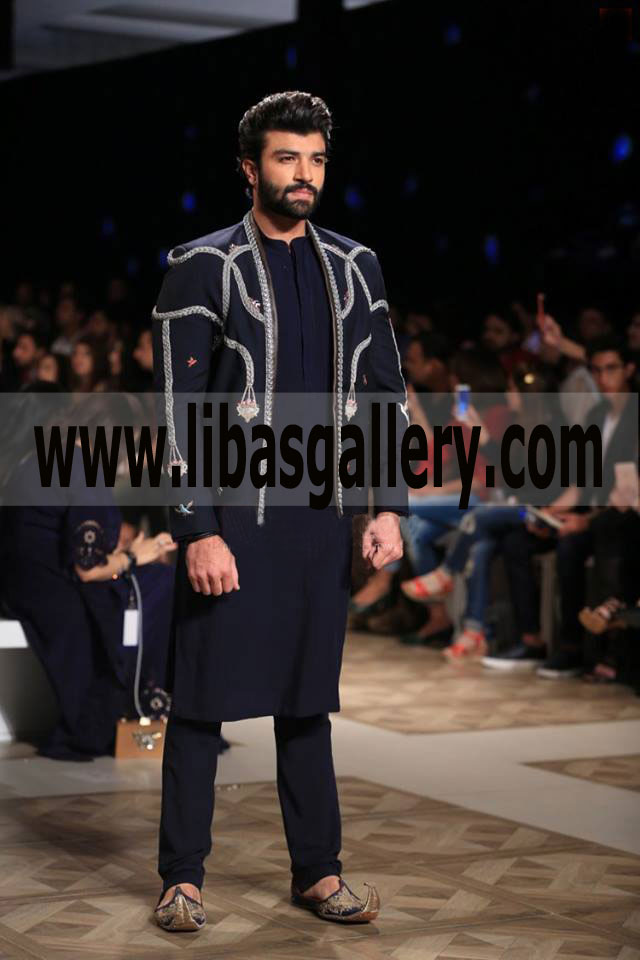 Black Color Dark Shade Indo Western Style Jacket for Wedding For Groom Dulha jee Nosha 2018