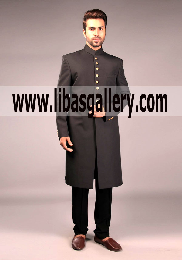 Amir Adnan Classic Suiting Navy Classic Fit Sherwani 2018 for Groom Southhall london UK United Kingdom