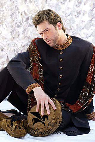 Dark Blue Pakistani Sherwani AR