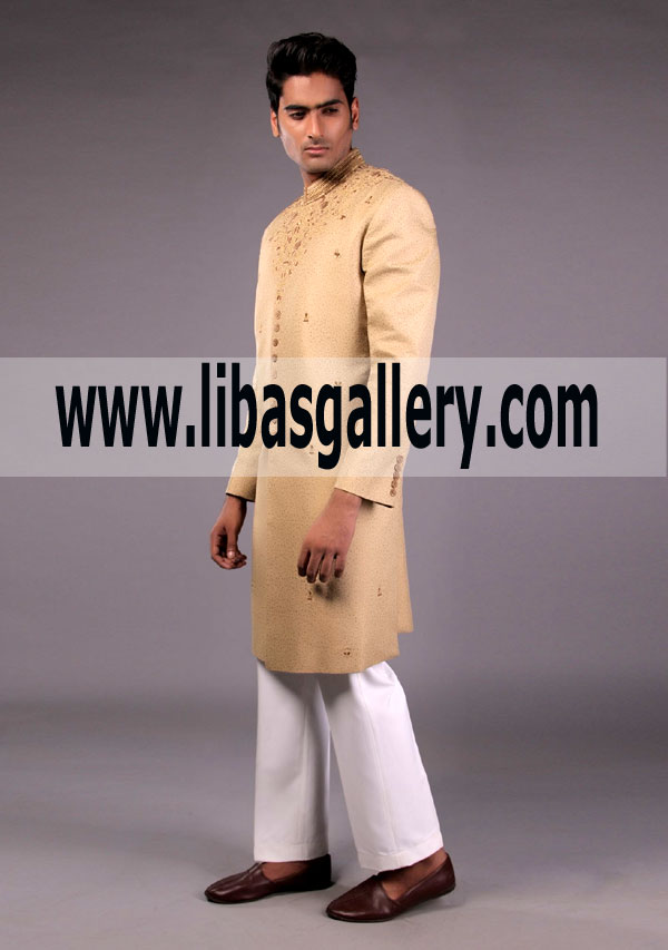 Amir Adnan Bespoke Jamawar Sherwani for Nikah Wedding Barat Day for Groom Dulha 2018 Asia Pakistan India Bangladesh