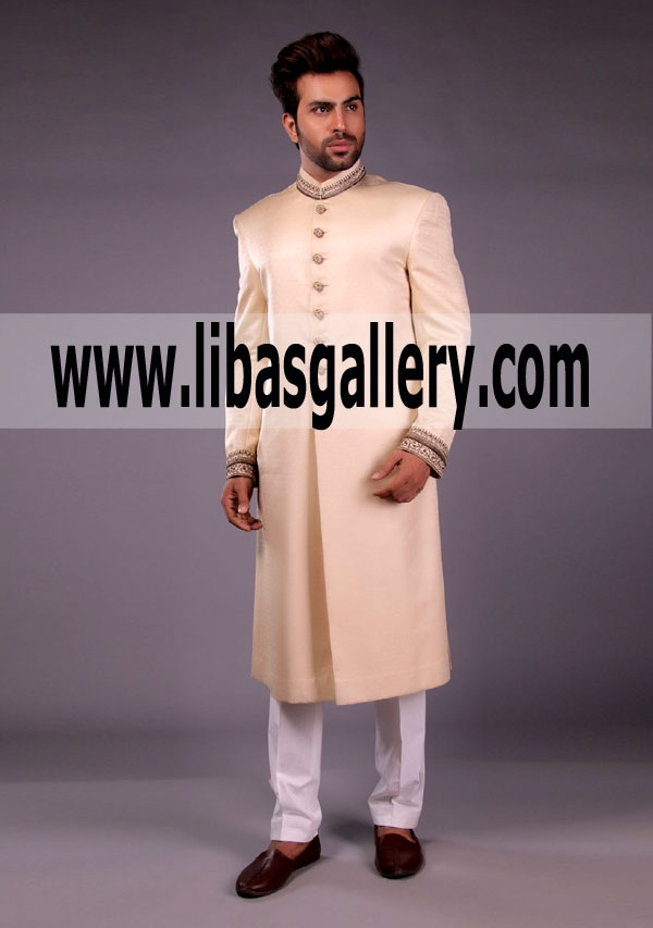 Signature Beige Color Sherwani for Groom 2018