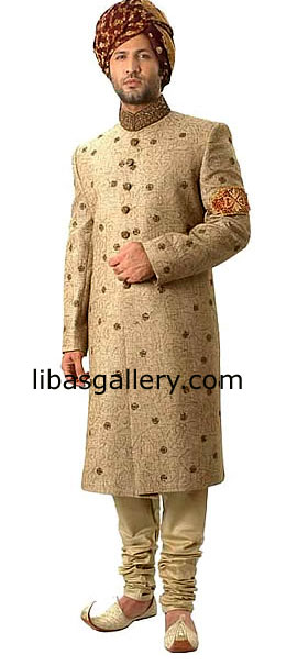 Faun color sherwani