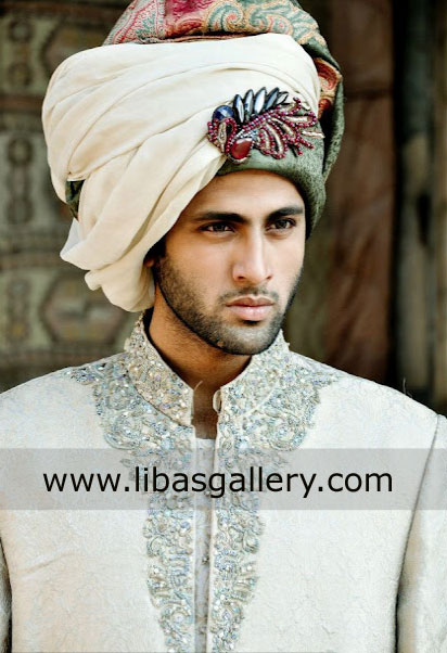 Off White Jamawar Sherwani