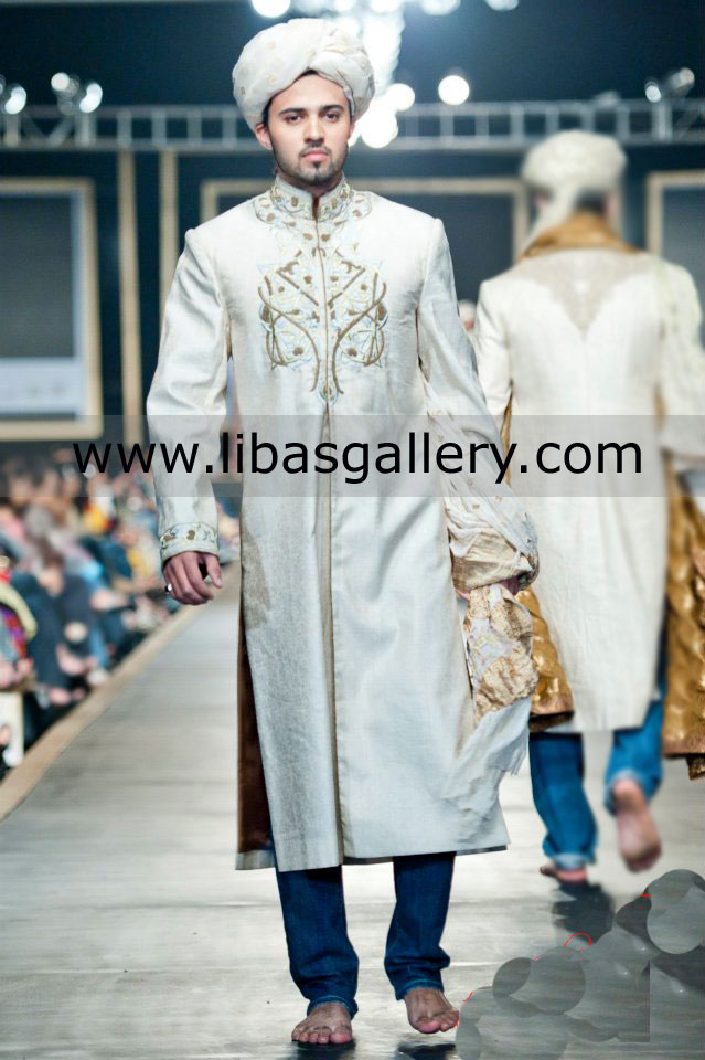 long length Stylish Wedding Sherwani coat for religious Groom