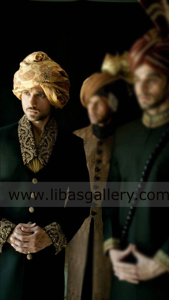 Big Collar Sober Groom Sherwani for barat Nikah 