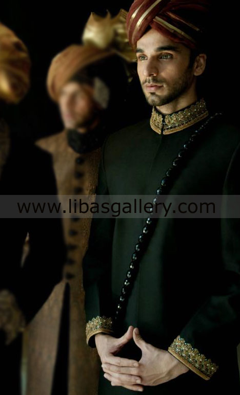 Dark Green Wedding Sherwani for Funny moody Groom
