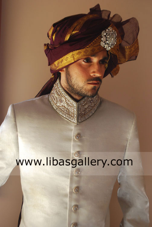 Off White Wedding Sherwani for silent gentle man 