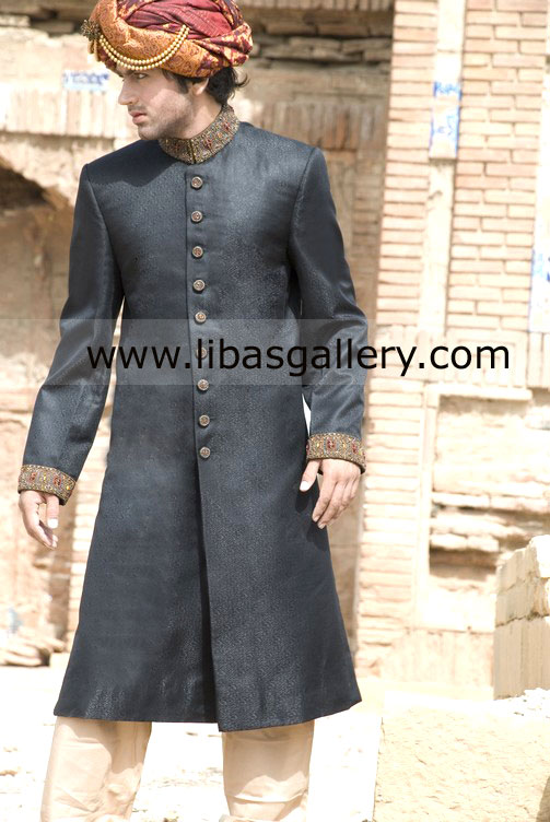 Arsenic Jamawar Guys Wedding Nikah Sherwani 