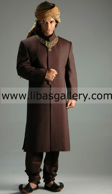 Pakistani Burgundy Traditional Designer Sherwani