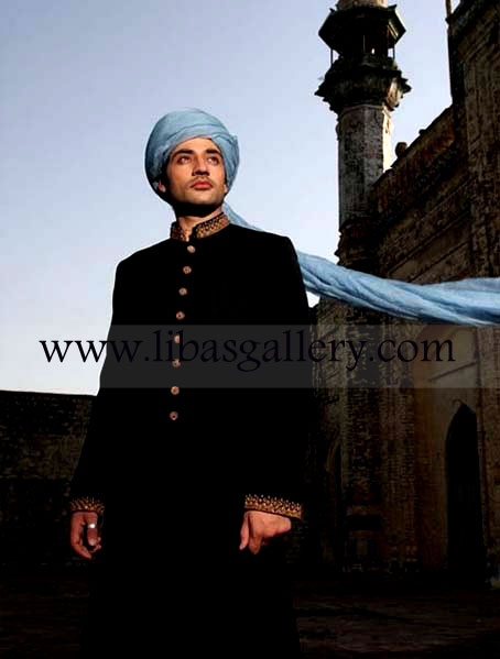 Black Sherwani for fair complexion Groom