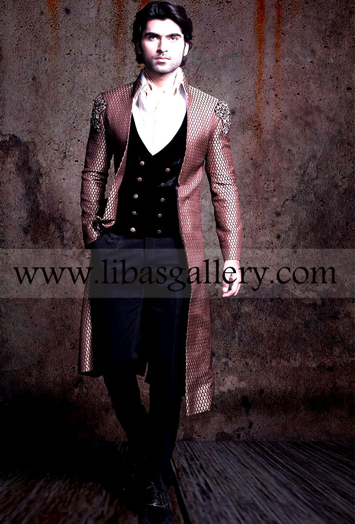 Groom Sherwani Embellished Arms booti fabric inner vest and pants included Chicago Illinois USA Groom Sherwani Embellished Arms booti fabric inner vest and pants included Chicago Illinois USA