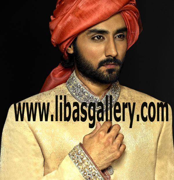 Light Champagne Nice Groom Sherwani