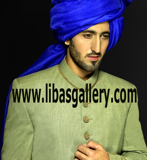 Olivine Groom Wedding Sherwani Suit