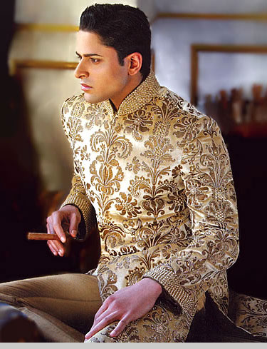 International Designer Golden Groom Sherwani LL