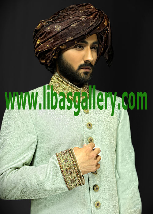 make your mood chill in lavender mist self jamawar hand work nikah sherwani inner kurta shalwar suit included Louisville Jefferson County Kentucky USA