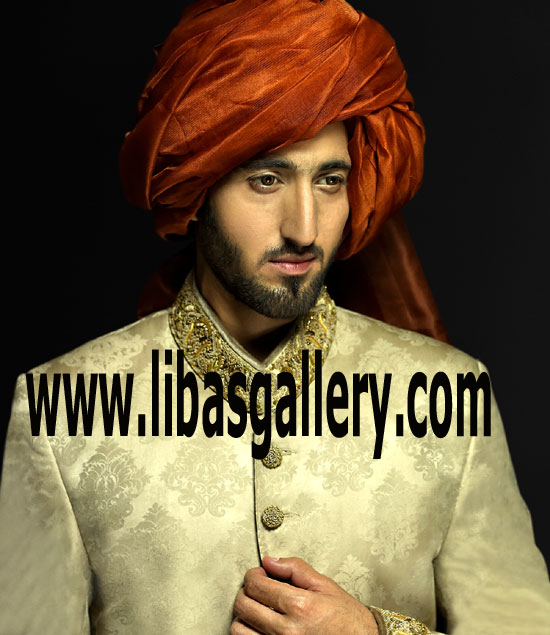 Royal Impression Jamawar Groom Sherwani