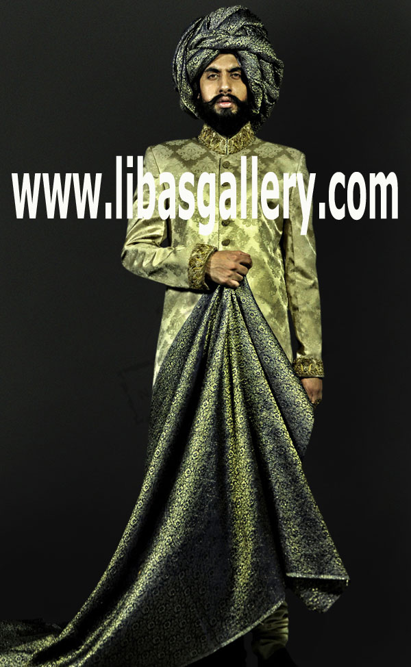 royal tycon banarsi jamwa wedding sherwani groom barat nikah turban pre tied on additional price Sacramento California USA