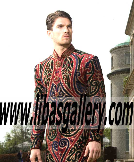 Jamawar sherwani store making beautiful to your wedding day with dark shades sherwani Dubai,India,Sri lanka Men Jamawar sherwani store making beautiful to your wedding day with dark shades sherwani Dubai,India,Sri lanka Men