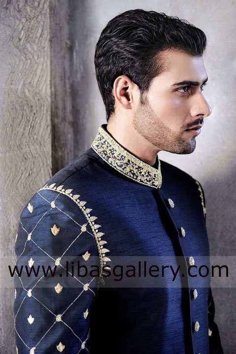 Royal Blue Pakistani Wedding Sherwani M