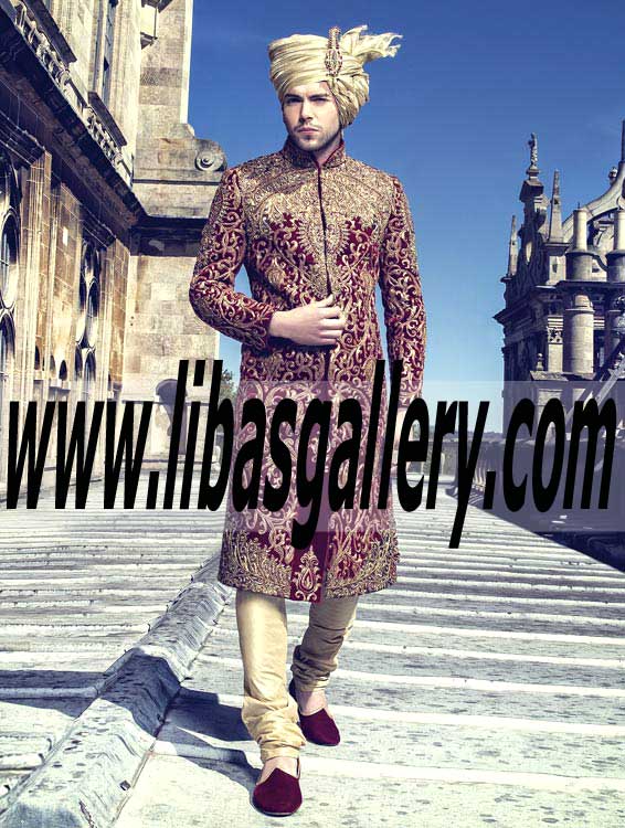 Purple Color Sherwani Suit for Groom White Color Sherwani Groom 2016 Sherwani Suits Oak Tree Road New York NY US Men