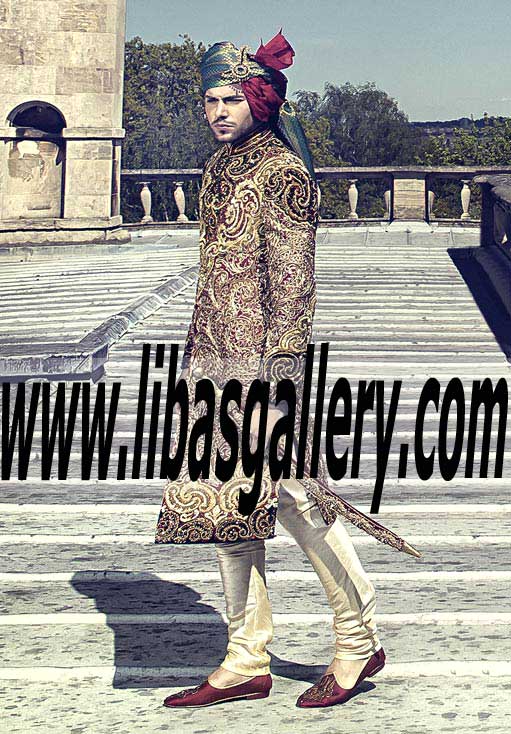 Latest mens wear Groom sherwanis collection 2016 fancy and embroidered couture dresses for Groom Men UK,USA,Canada