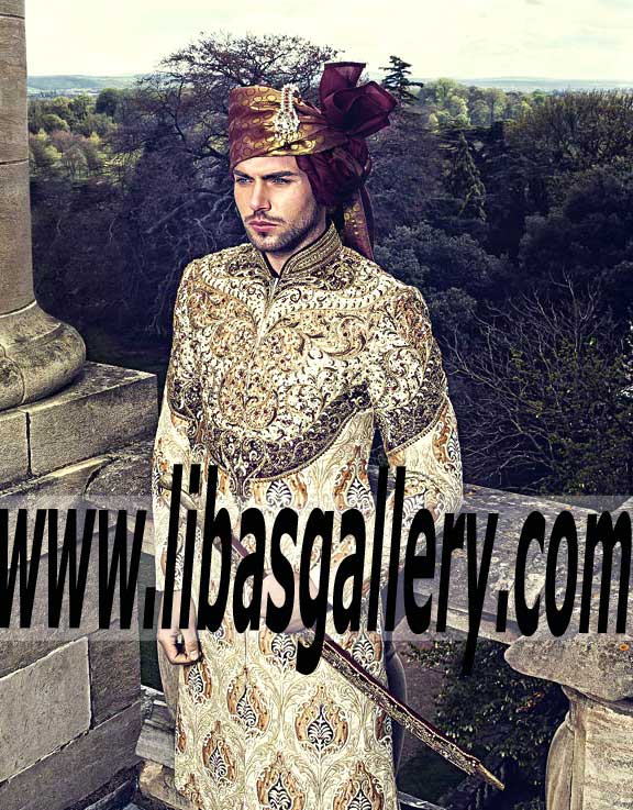 Off White Wedding Sherwani Suit for Groom 2016 Off-White Wedding Sherwani Suits Batavia New York NY USA Men Groom