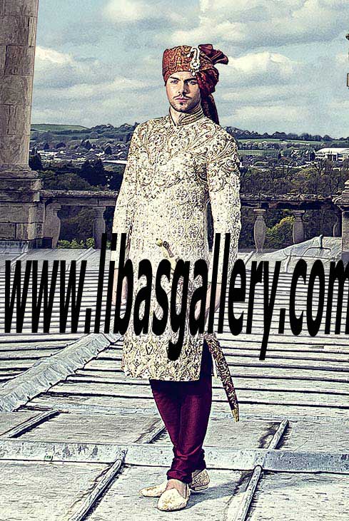 Eid Summer Groom Dulha Sherwani Dresses 2016 Pakistani Sherwani Designs 2016 with pants UK,USA,Canada