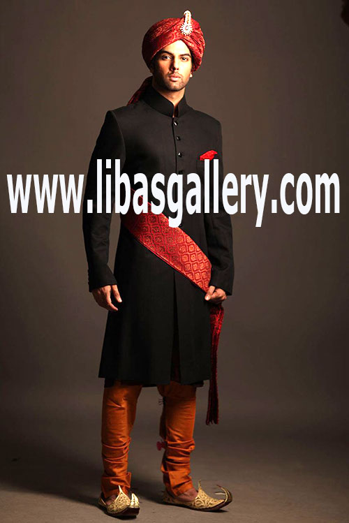 Captivating Dark Color Groom sherwani long with churidar pajama and turban complete set UAE Dubai Sharjah Ajman Captivating Dark Color Groom sherwani long with churidar pajama and turban complete set UAE Dubai Sharjah Ajman