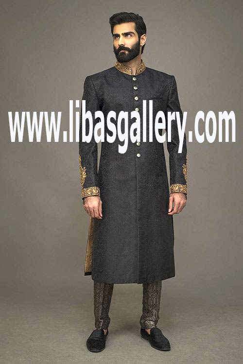 Wedding Sherwani for Men in Dark Color 3