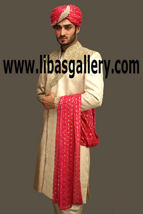 Wedding Sherwani for Men in light color 4