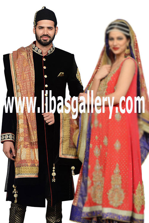 Wedding Sherwani for Men in Dark Color 6