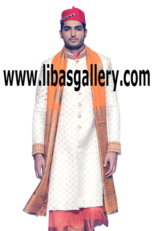 Wedding Sherwani for Men in light Color 7