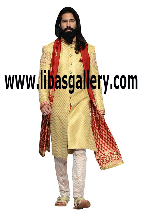 Wedding Sherwani for Men in light color 9