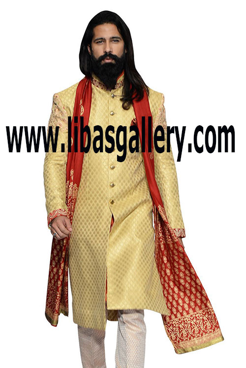 Wedding Sherwani for Men in light color 9