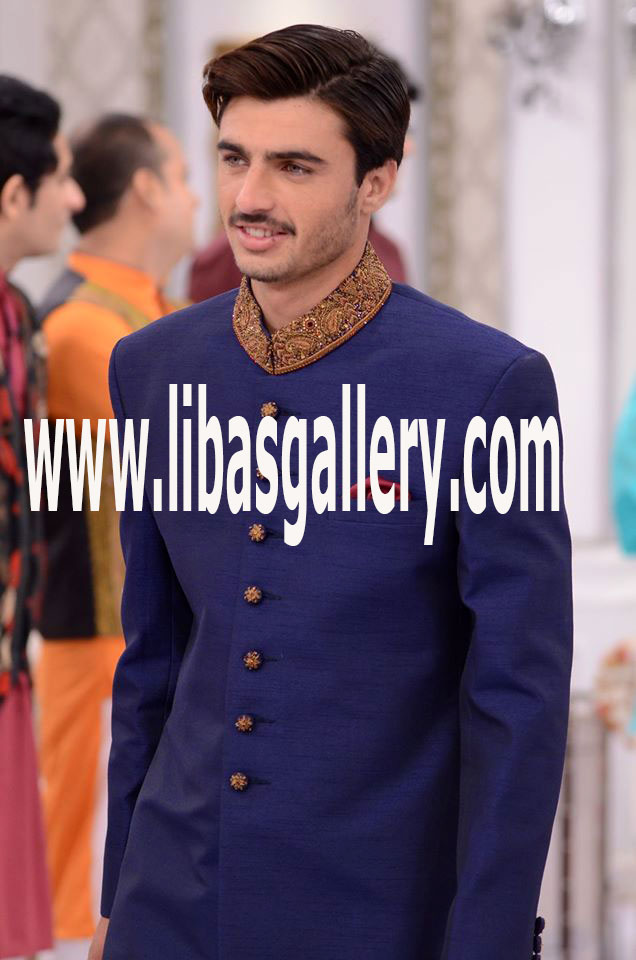 Latest Blue Wedding Sherwani Stylish Groom