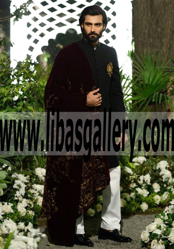 Breathtaking Wedding Black Sherwani Suit for Mens