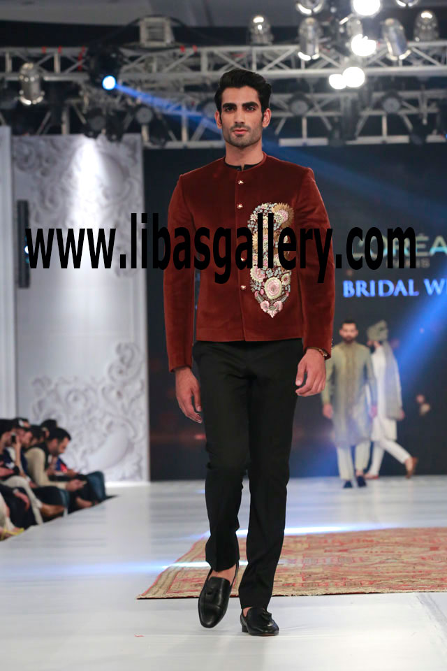 Pakistan leading store offering velvet prince coat for Groom Toronto Montreal Canada
