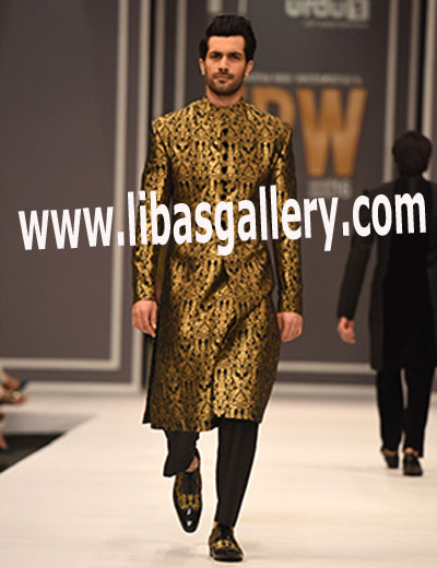Leading Designer long Sherwani For Groom to Wear in Winter Events