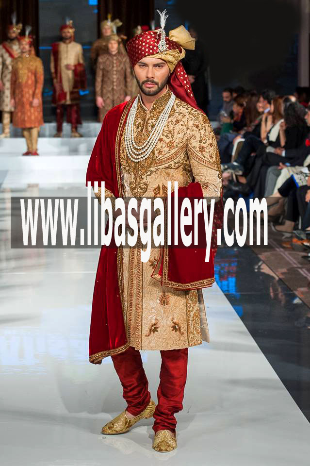 Full package for Groom Sherwani 2017 with Turban khussa and pajama for First Day of Wedding Perth Australia