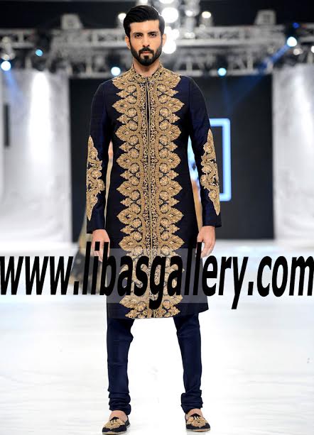 Sherwani Kingdom Collection 2017 for Men Dark Blue Sherwani with Churidar pajama matching for Groom Washington Connecticut USA Sherwani Kingdom Collection 2017 for Men Dark Blue Sherwani with Churidar pajama matching for Groom Washington Connecticut USA