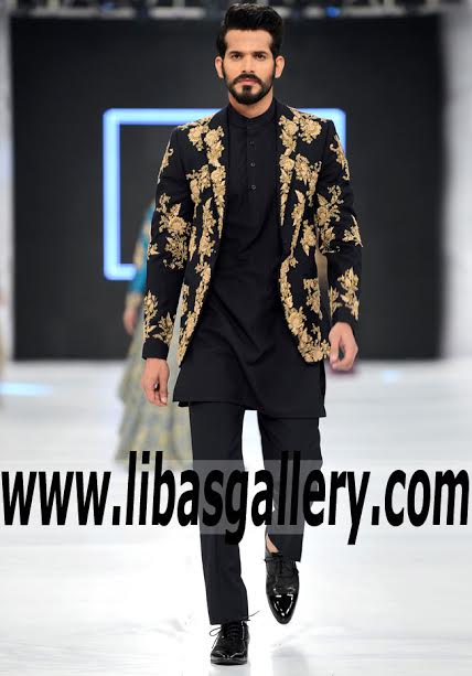 Indo Western Style sherwani Suit for Dulha Groom for Wedding 2017 with black kurta shalwar suit stitched well on custom size Perth Australia Indo Western Style sherwani Suit for Dulha Groom for Wedding 2017 with black kurta shalwar suit stitched well on custom size Perth Australia