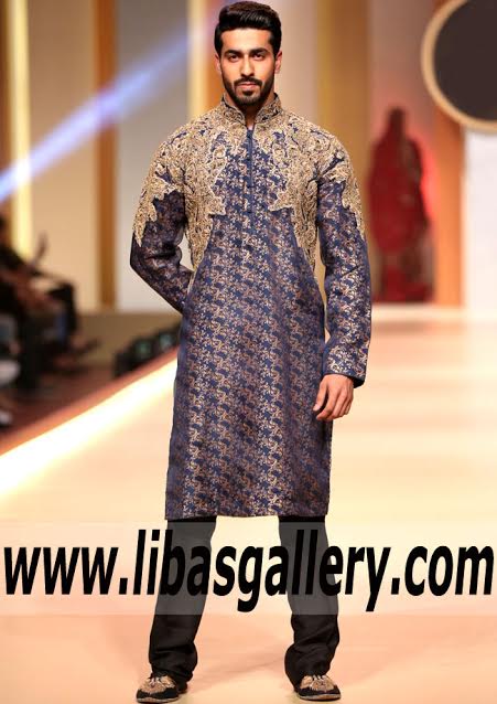 Summer Wedding Season Groom Jamawar Banarsi Sherwani Suit 2017