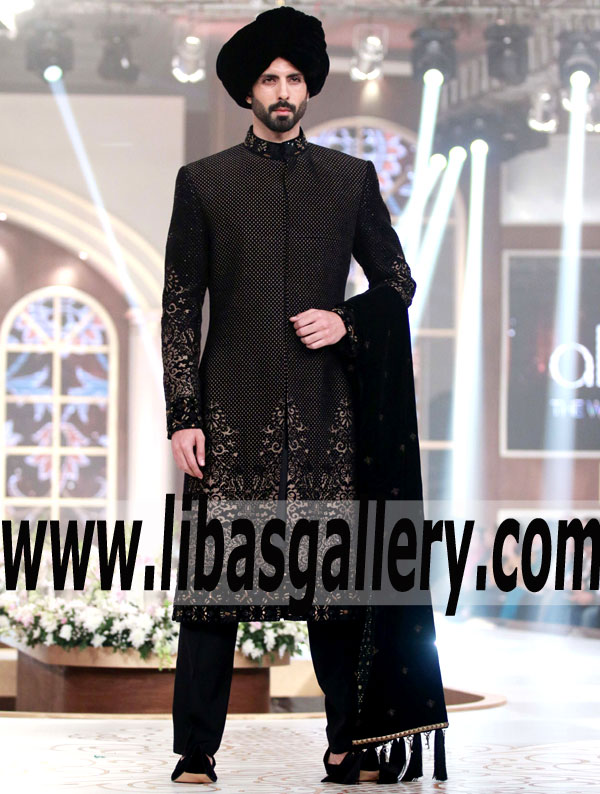 Royal Groom Sherwani Suit in Black self Highest Quality fabric custom stitching sherwani siuit Norway Bahrain Qatar Oman Qatar Royal Groom Sherwani Suit in Black self Highest Quality fabric custom stitching sherwani siuit Norway Bahrain Qatar Oman Qatar