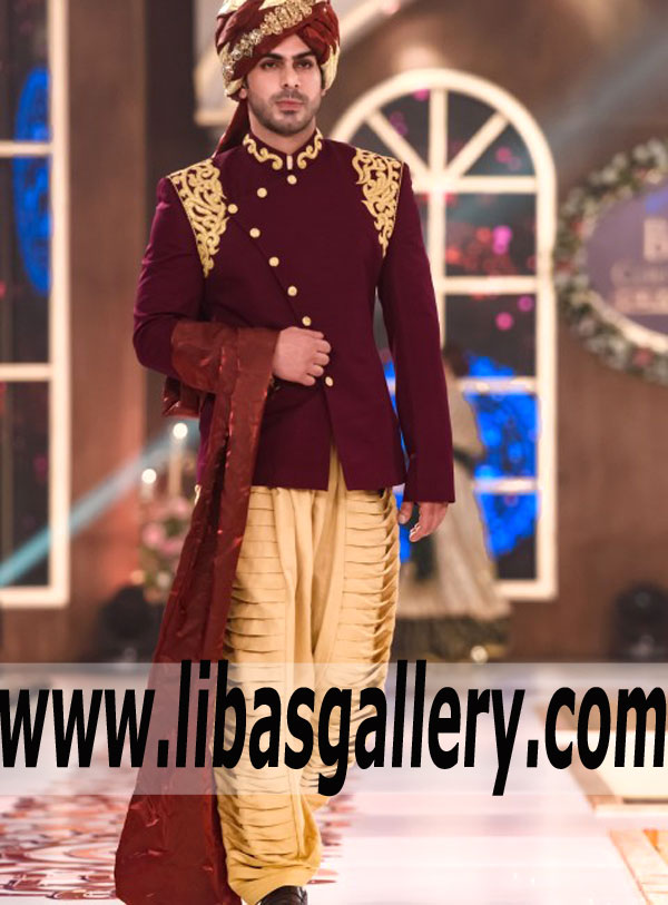 High Quality Velvet Bridegroom Sherwani for Wedding Event