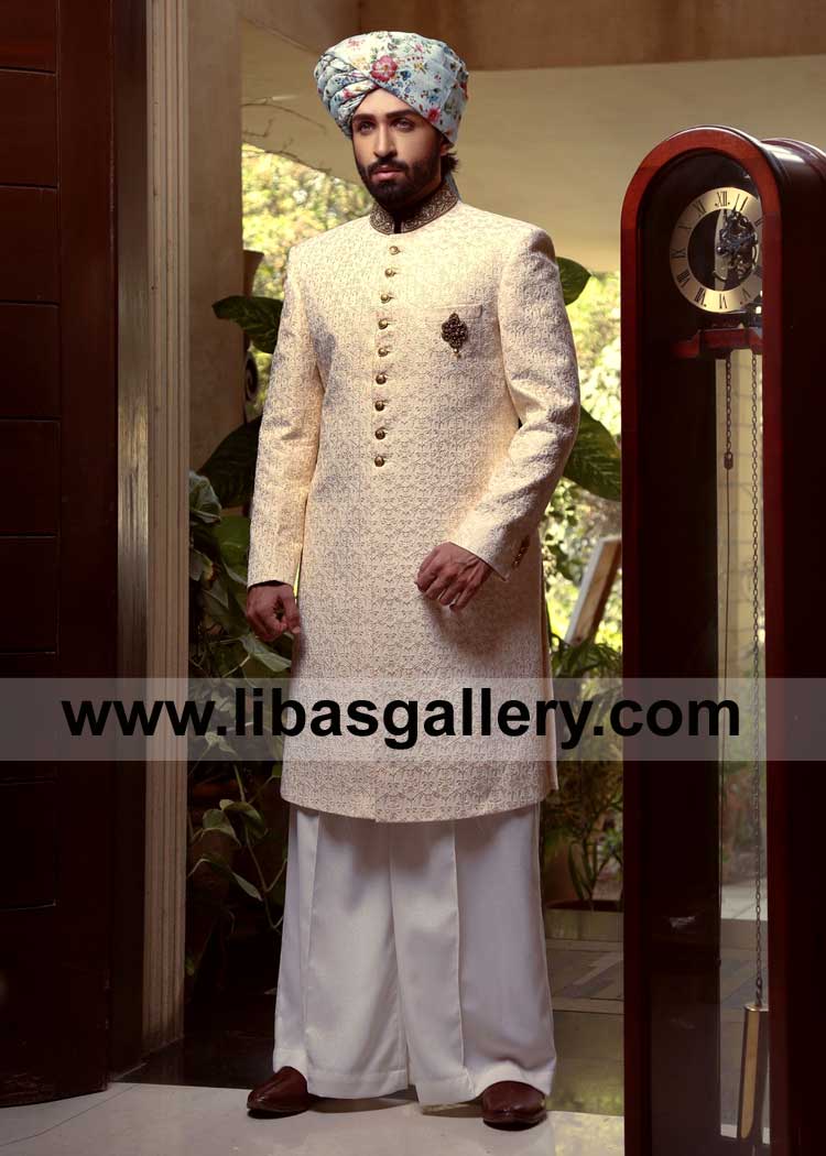 Royal silhouettes Men Embroidered Wedding Sherwani Suit