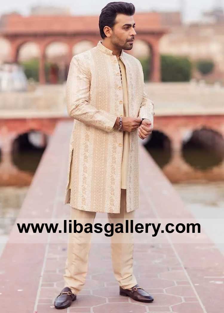 Beige Heavy Embellished Designer Sherwani Article for Wedding
