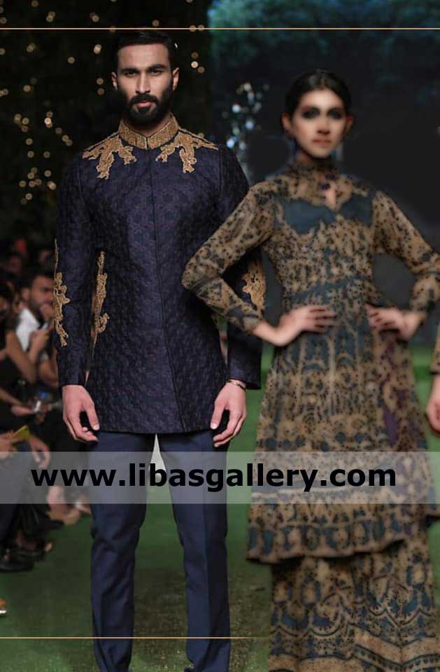 Black and Gold Embellished Designer Groom Sherwani Design
