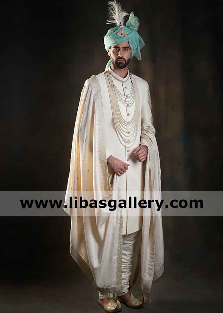 Grand Embroidered Groom Wedding Sherwani Design